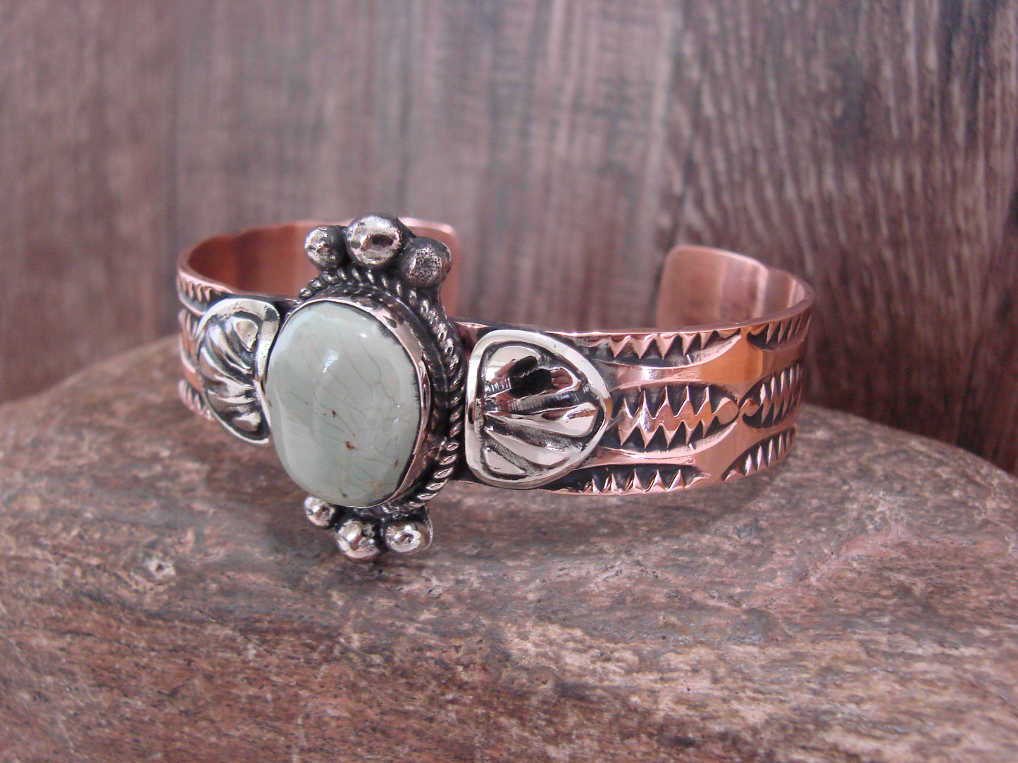 Native American Copper & Turquoise Bracelet by Cleveland