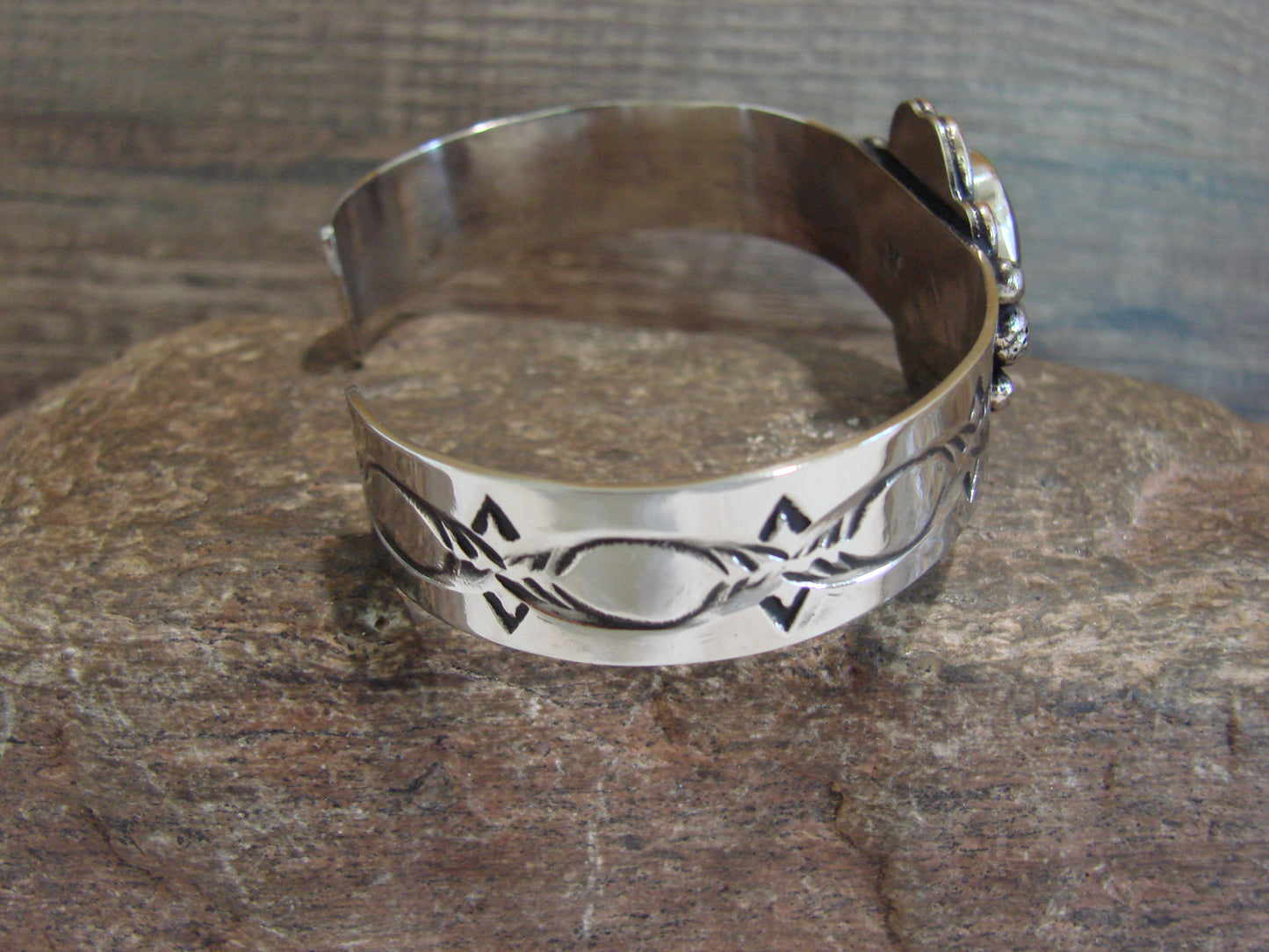 Navajo Indian Nickel Silver & Hematite Bracelet by Cleveland