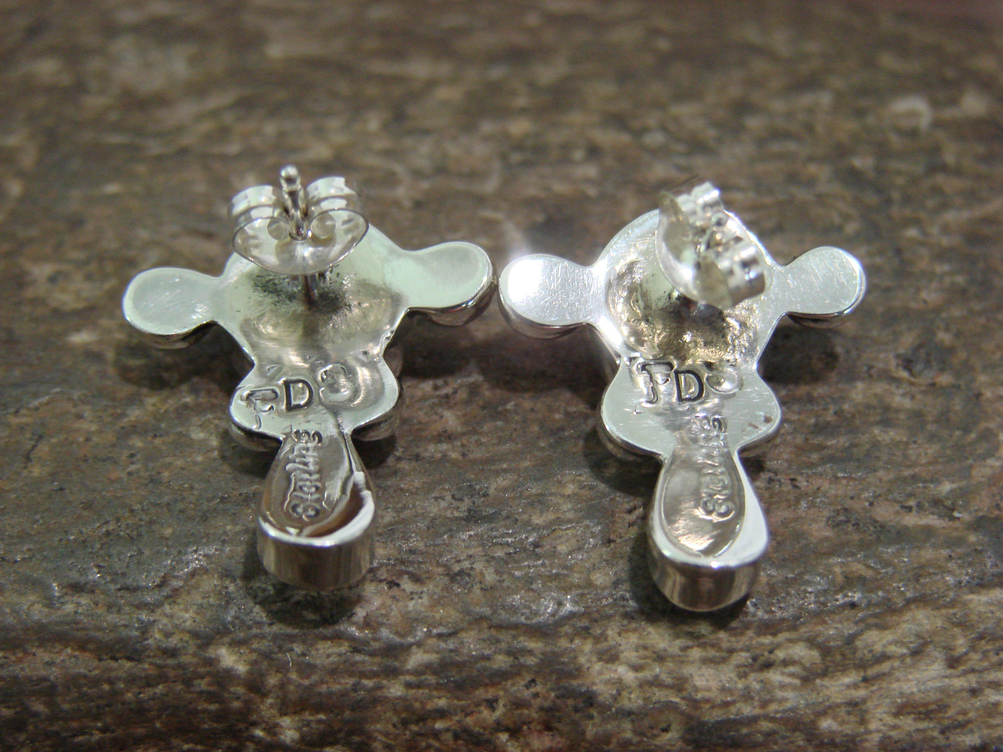 Native American Sterling Silver & Multi Stone Sunface Post Earrings by Siutza