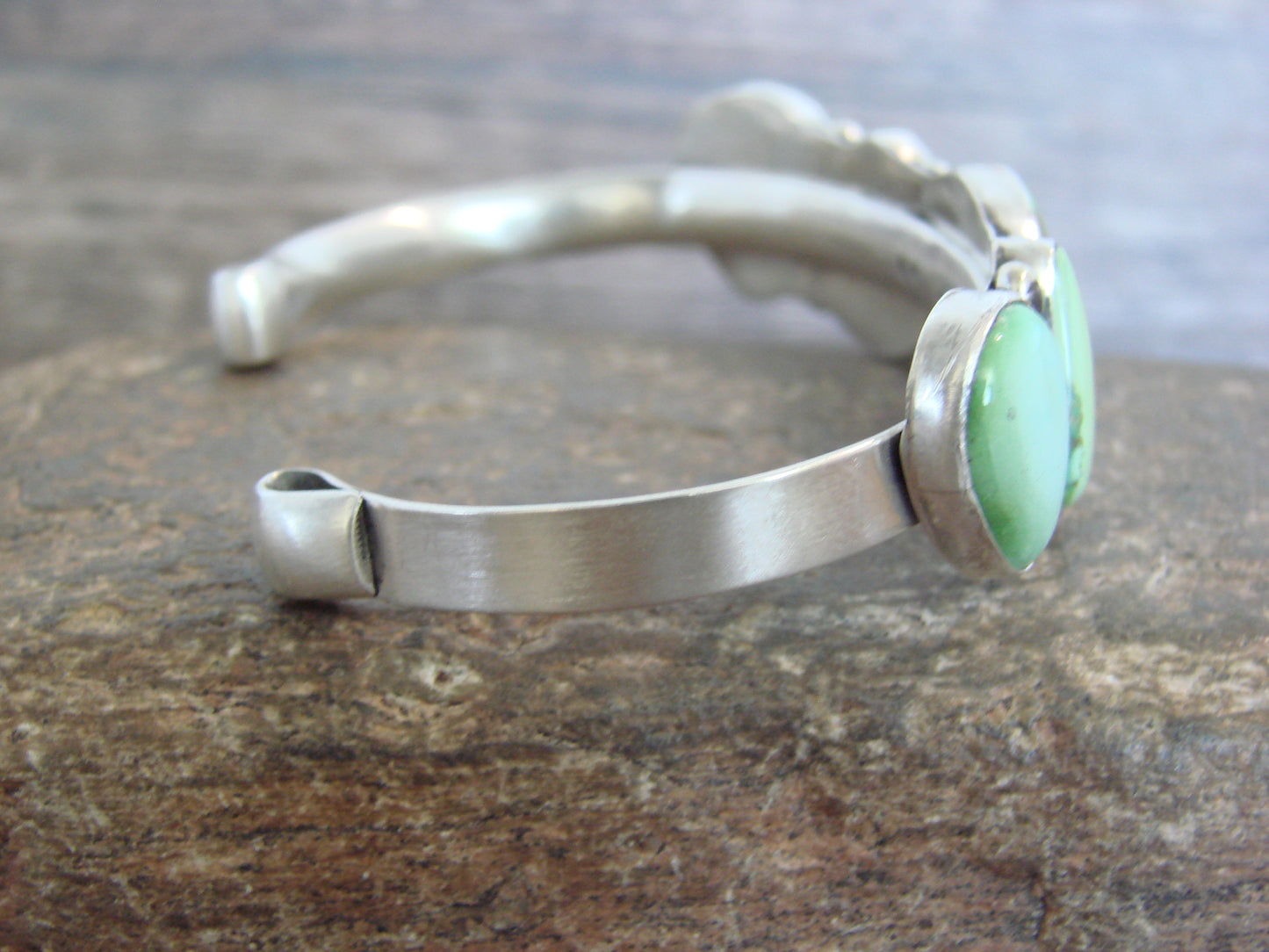 Native American Sterling Silver & Sonoran Turquoise Row Bracelet by Morgan