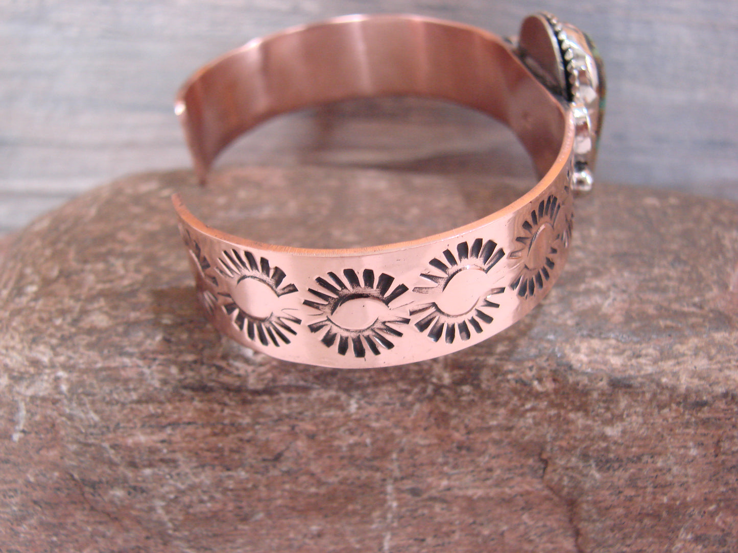 Native American Copper & Turquoise Bracelet by Cleveland