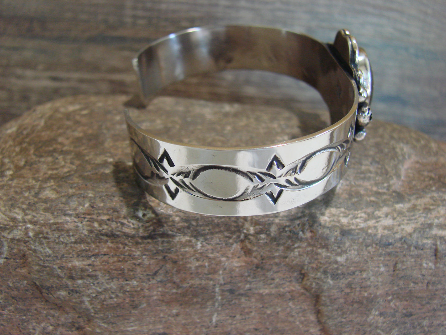 Navajo Indian Nickel Silver & Hematite Bracelet by Cleveland