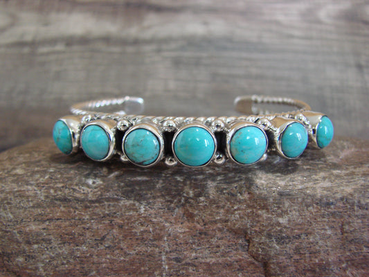 Native American Sterling Silver & Turquoise Row Bracelet by Jack
