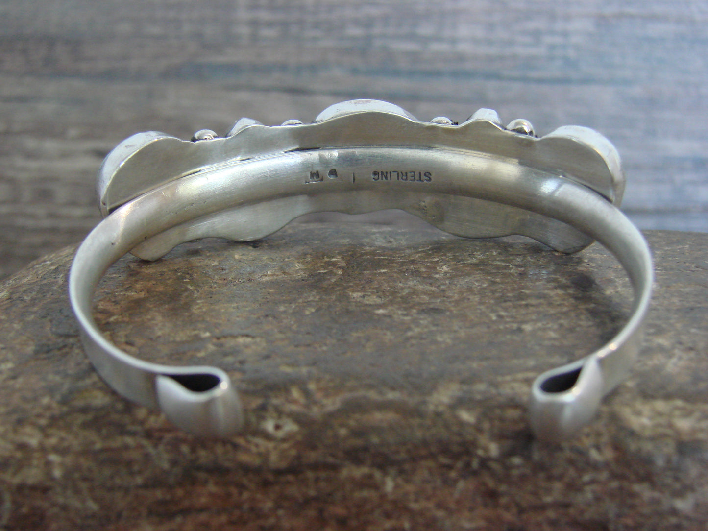 Native American Sterling Silver & Sonoran Turquoise Row Bracelet by Morgan