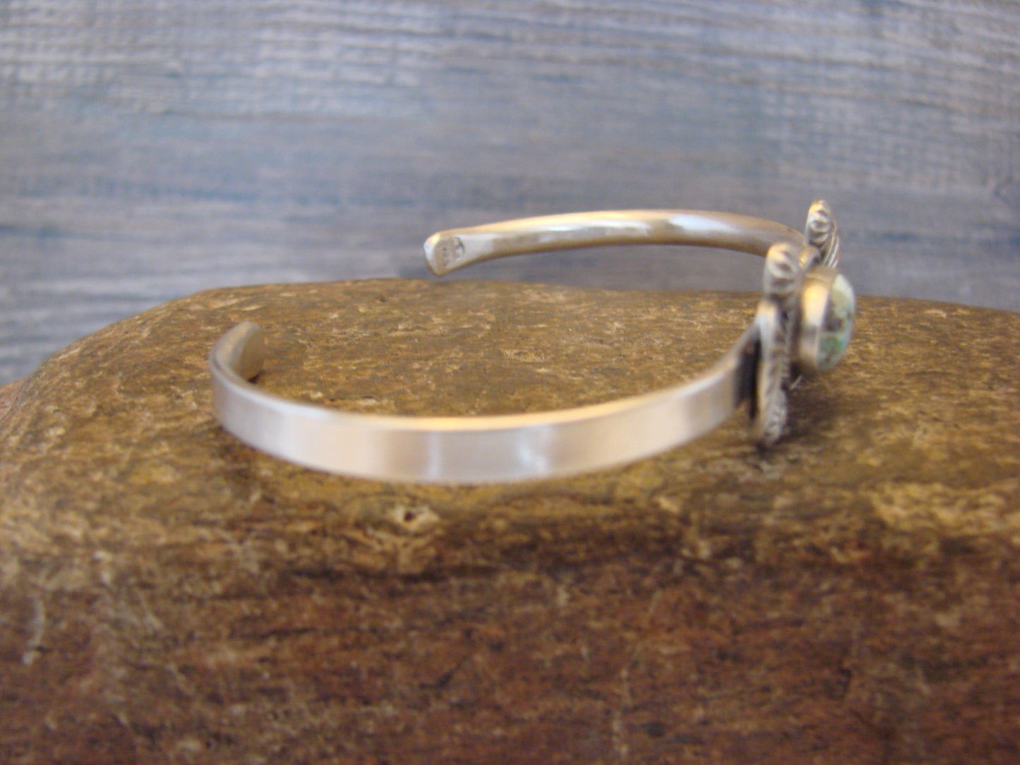 Small Native American Sterling Silver & Sonoran Turquoise Bracelet