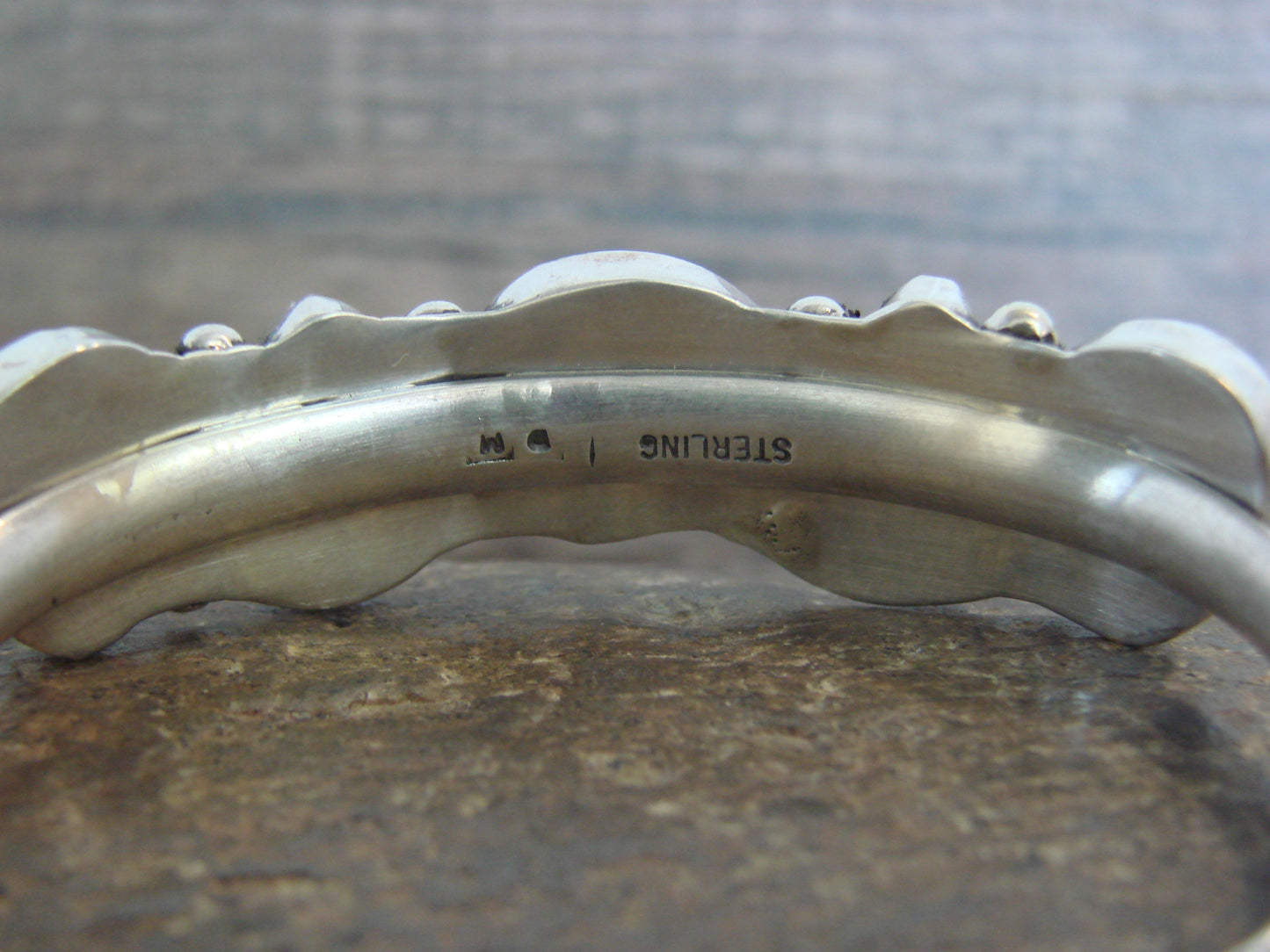 Native American Sterling Silver & Sonoran Turquoise Row Bracelet by Morgan
