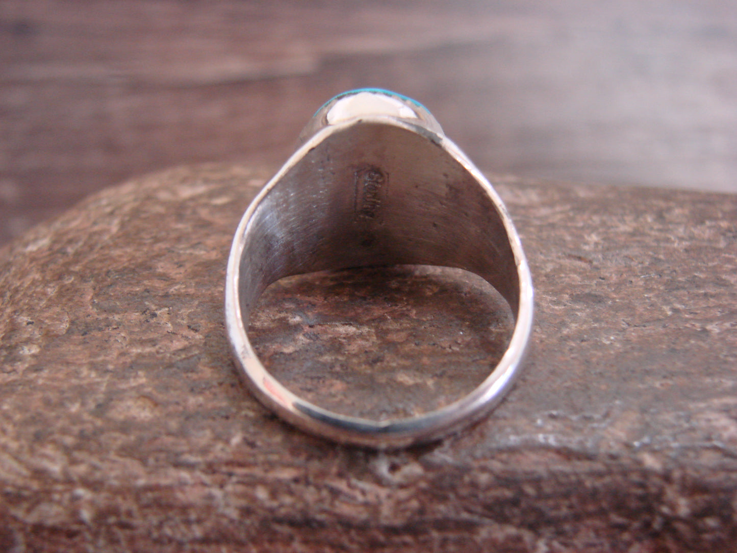 Native American Sterling Silver & Turquoise Ring by Bekis - Size 9.5