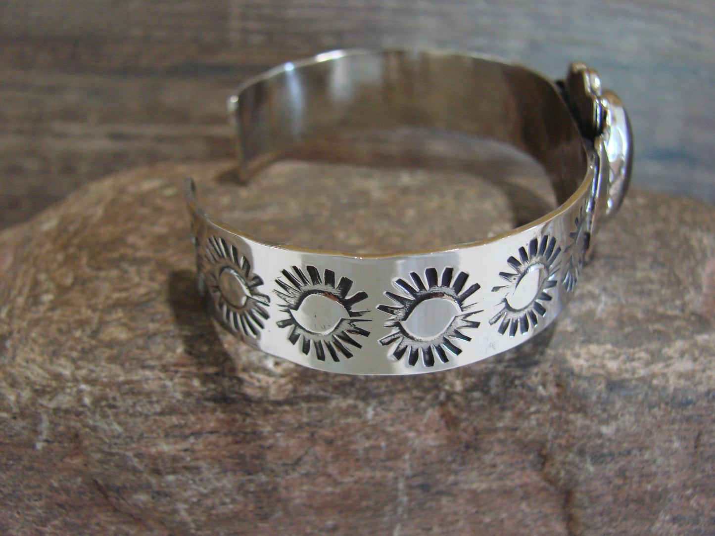 Navajo Indian Nickel Silver & Hematite Bracelet by Cleveland