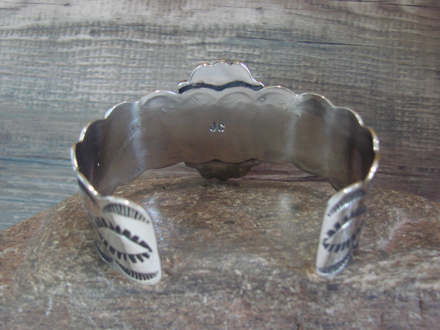 Navajo Indian Nickel Silver & Hematite Bracelet by Cleveland