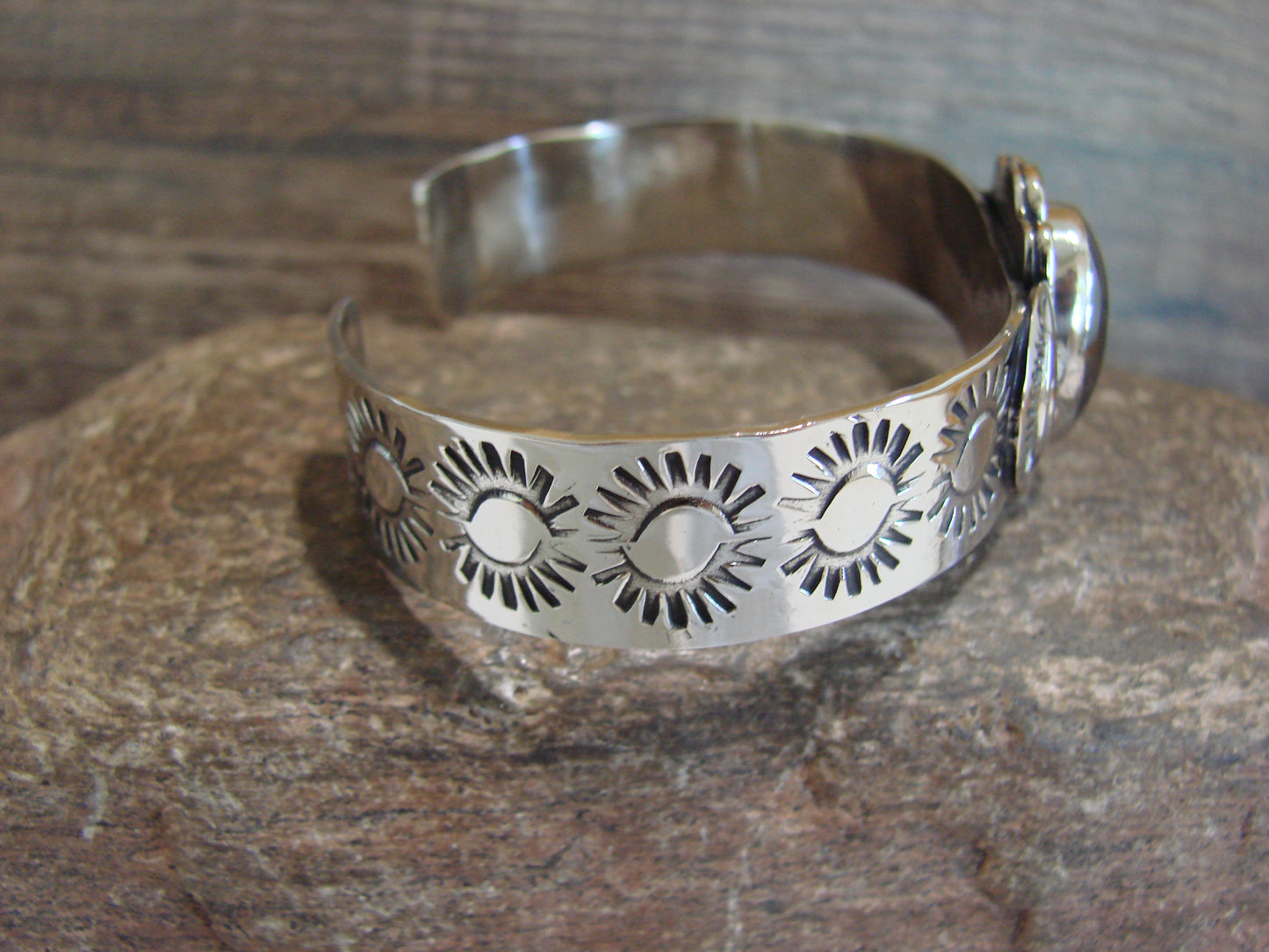 Navajo Indian Nickel Silver & Hematite Bracelet by Cleveland