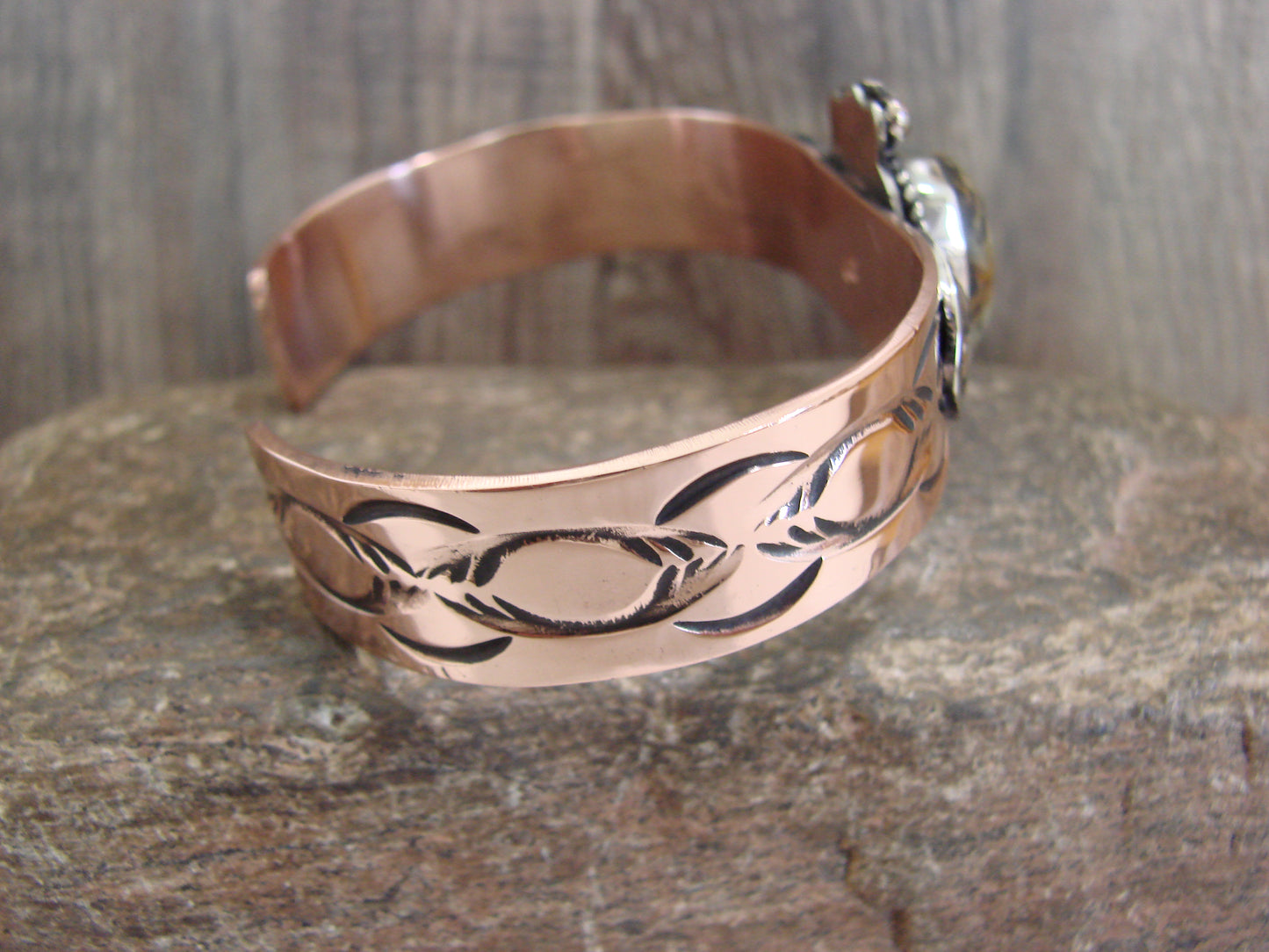 Native American Copper & Turquoise Bracelet by Cleveland