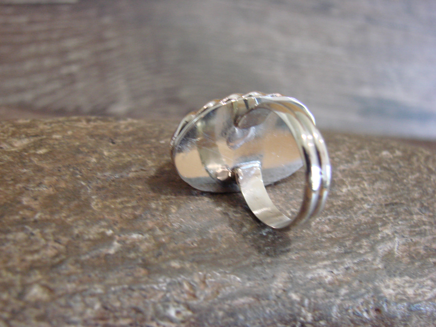 Native American Nickel Silver & Red Howlite Ring Size 7 - Cleveland