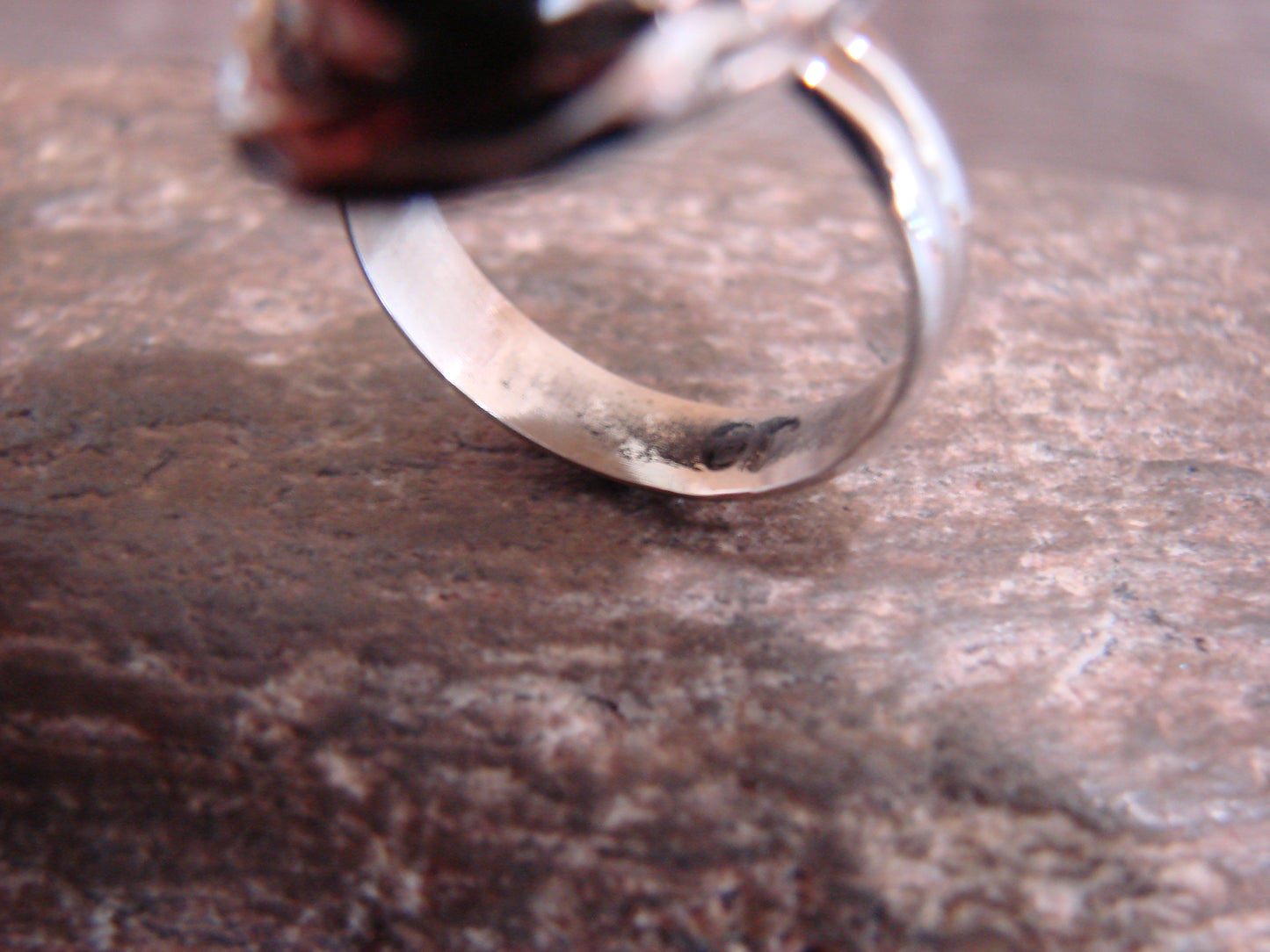 Native American Nickel Silver & Red Howlite Ring Size 7 - Cleveland