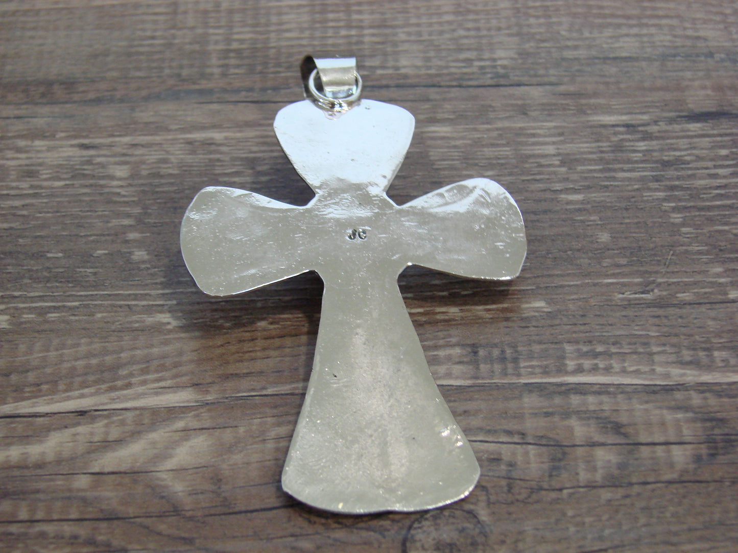 Large Native American Nickel Silver & Turquoise Cross Pendant - Cleveland