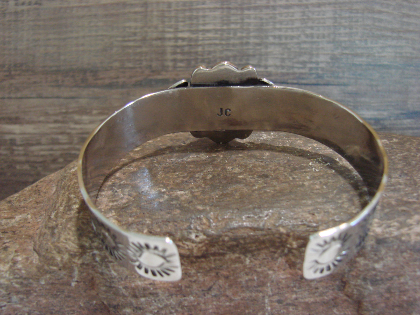 Navajo Indian Nickel Silver & Hematite Bracelet by Cleveland