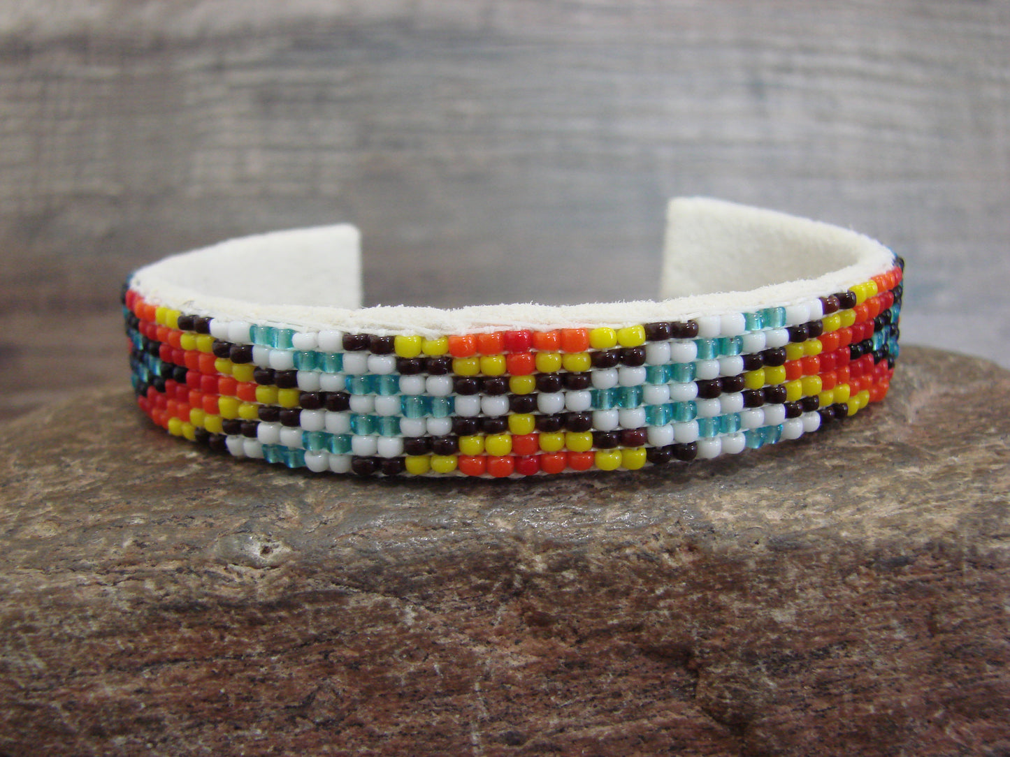 Native American Navajo Indian Hand Beaded 1/2" Bracelet by Cleveland