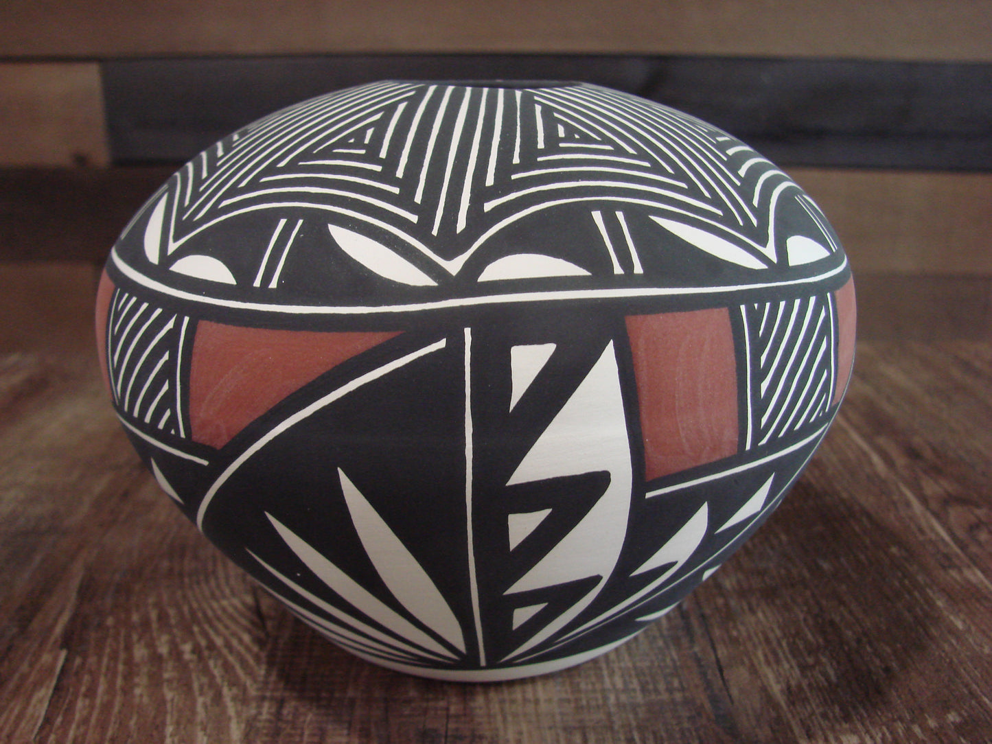 Native American Acoma Fine Line Hand Painted Pottery by Victorino