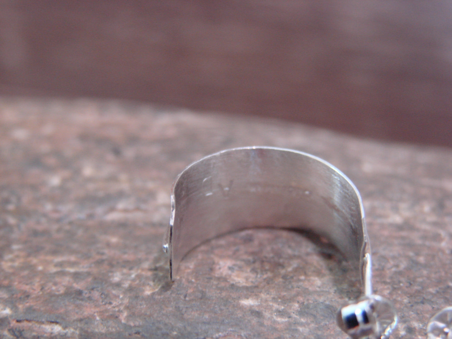 Native American Sterling Silver Feather Hoop Post Earrings Signed Davis
