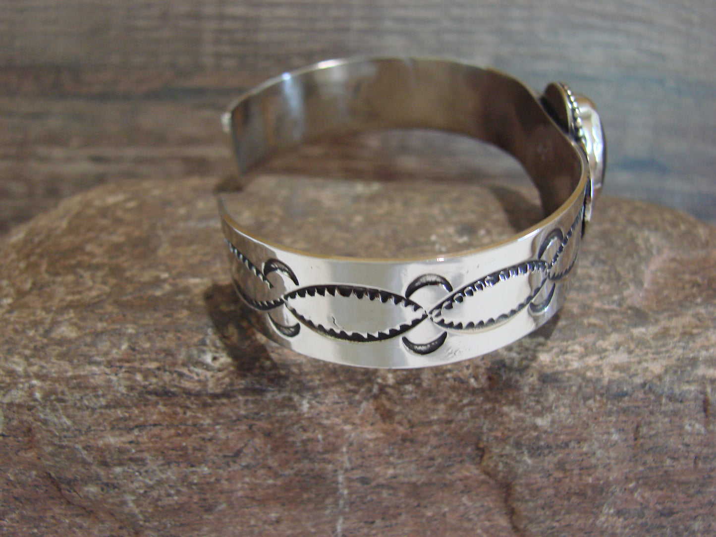 Navajo Indian Nickel Silver & Hematite Bracelet by Cleveland