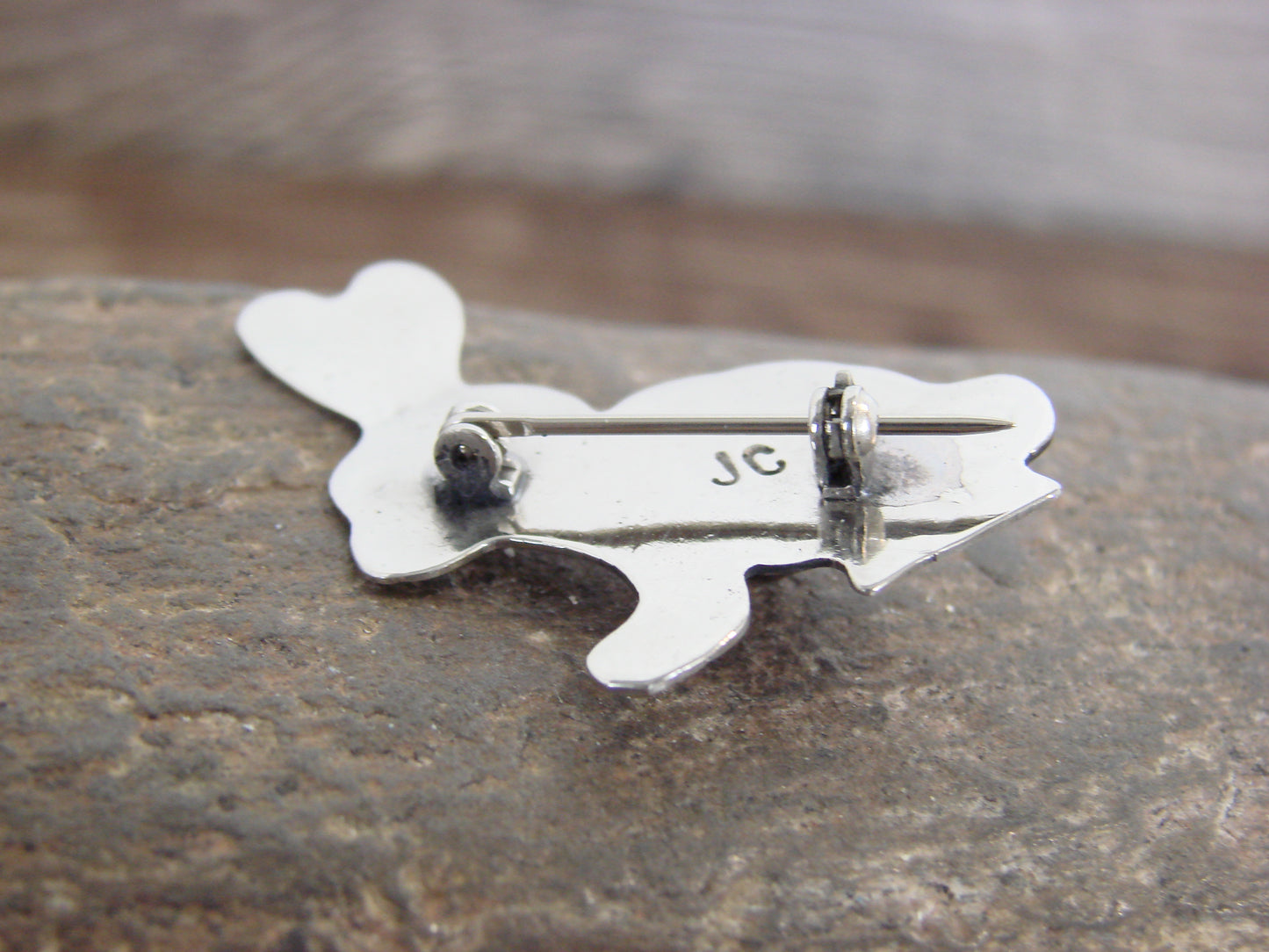 Native American Nickel Silver & Tiger Eye Rabbit Pin - Cleveland