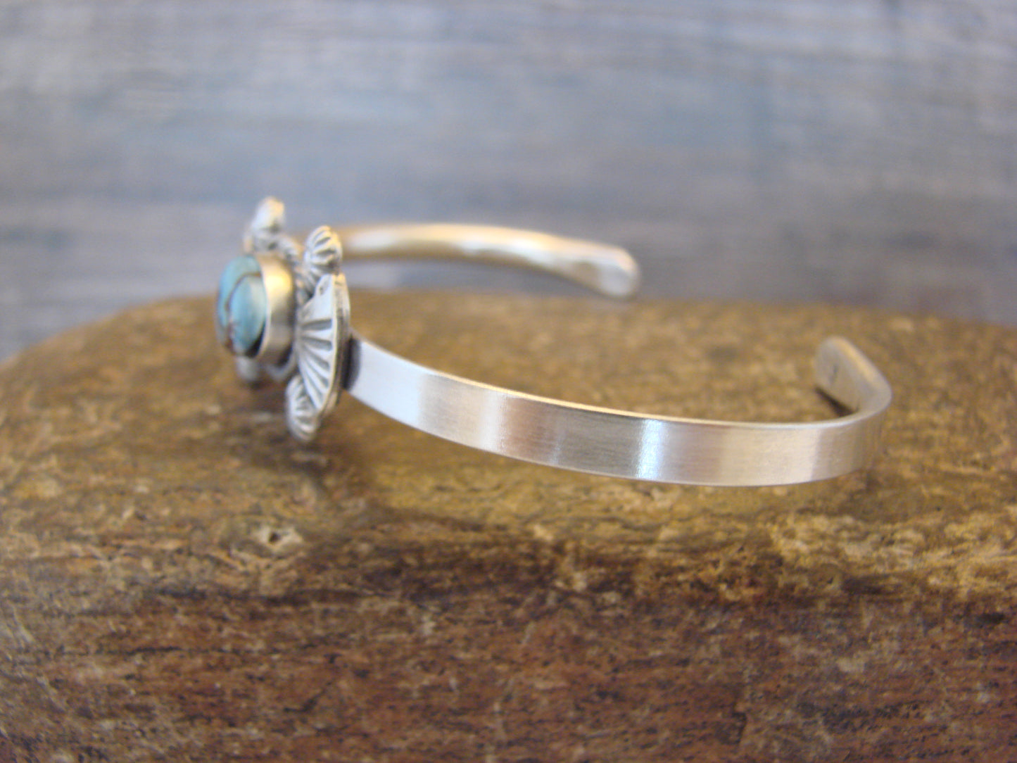 Small Native American Sterling Silver & Sonoran Turquoise Bracelet