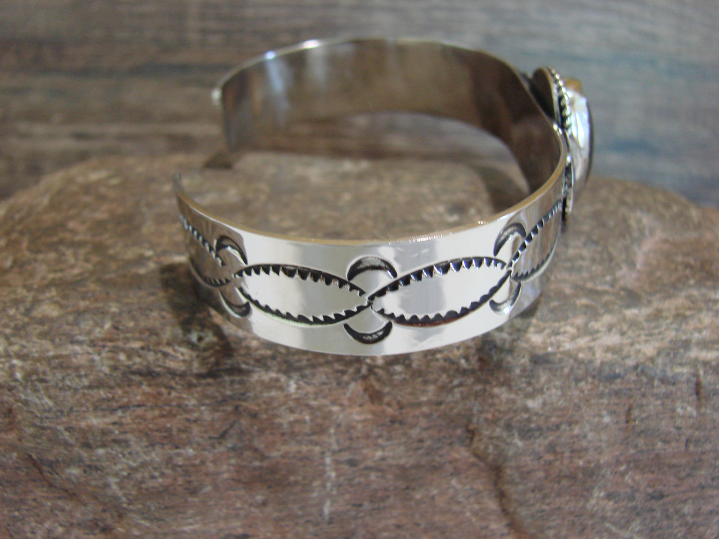 Navajo Indian Nickel Silver & Hematite Bracelet by Cleveland