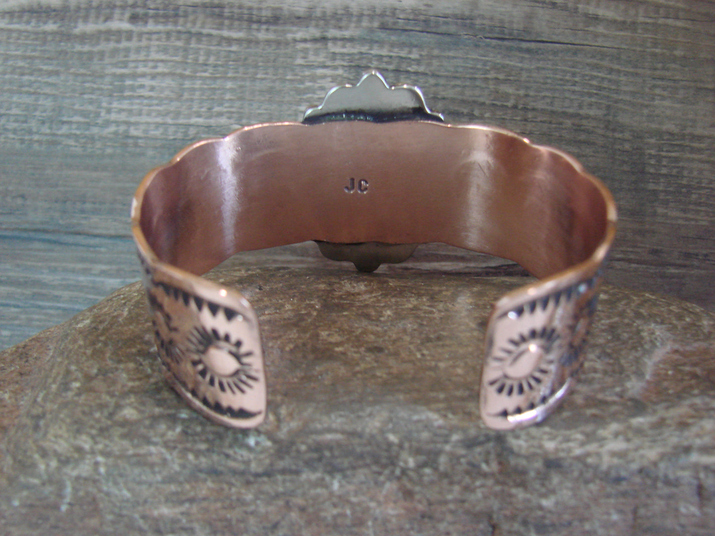 Navajo Indian Copper & Onyx Bracelet by Cleveland
