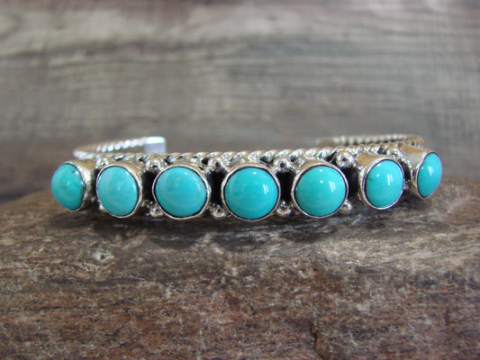 Native American Sterling Silver & Turquoise Row Bracelet by Jack