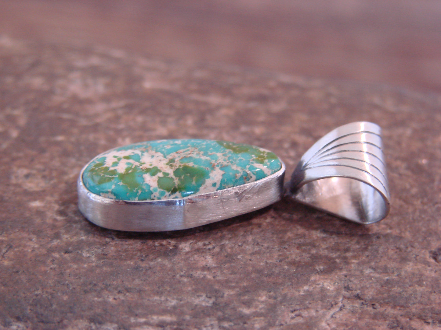 Native American Sterling Silver & Sonoran Turquoise Pendant by Yellowhair