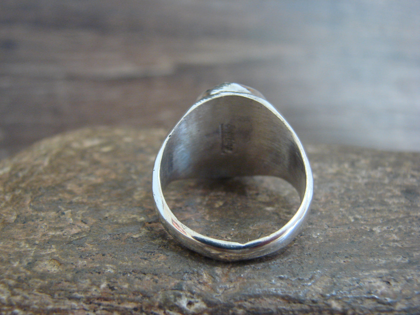 Native American Sterling Silver & Turquoise Ring by Bekis - Size 8.5