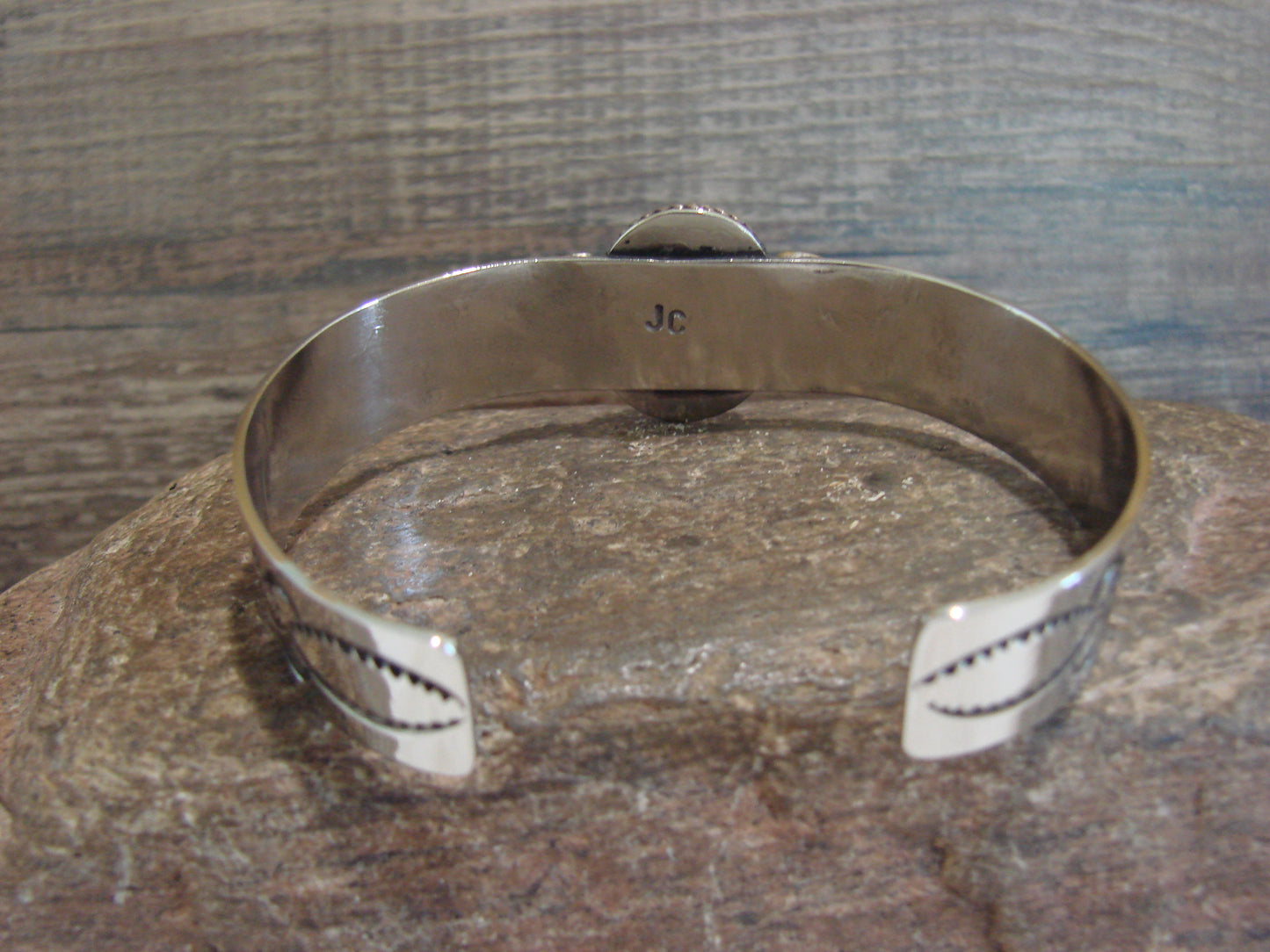 Navajo Indian Nickel Silver & Hematite Bracelet by Cleveland