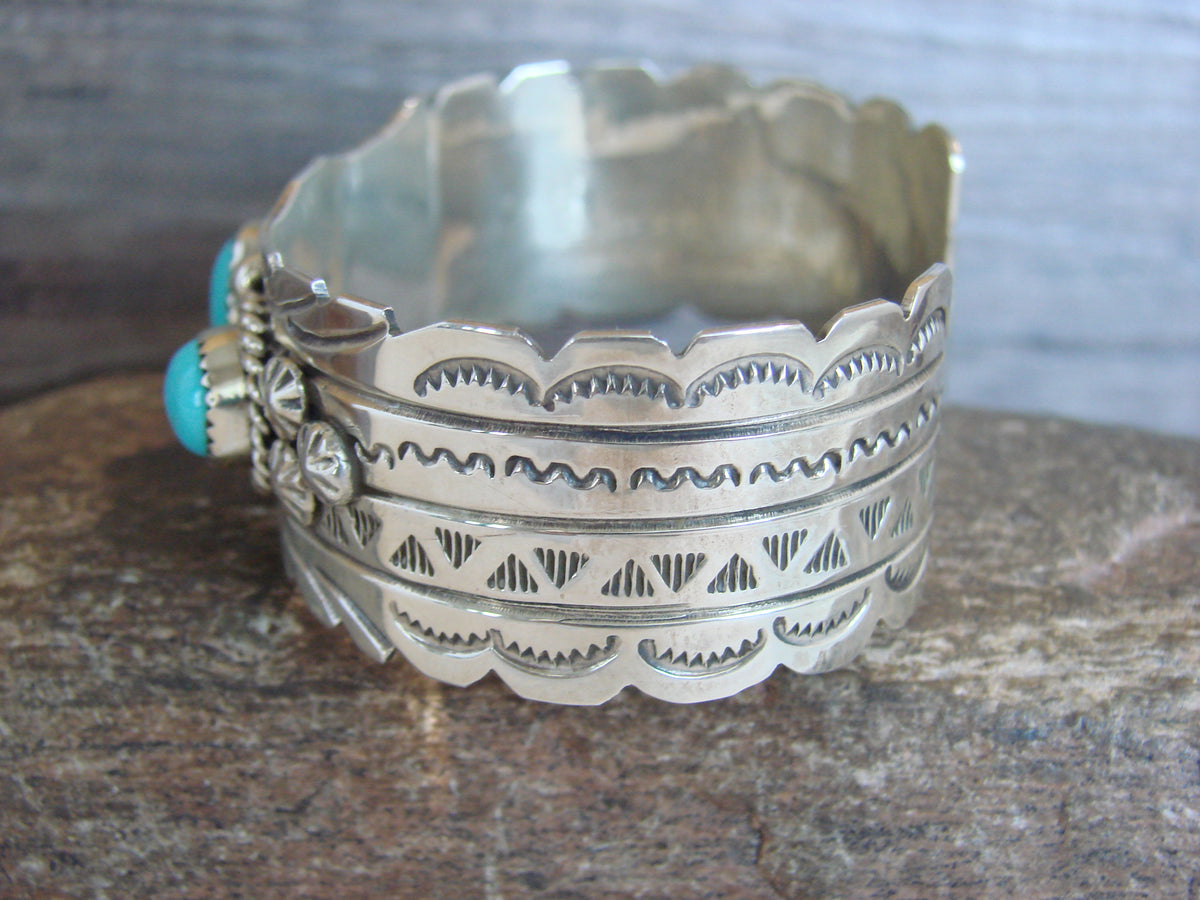 Native American Sterling Silver & Turquoise Row Bracelet by Bahe