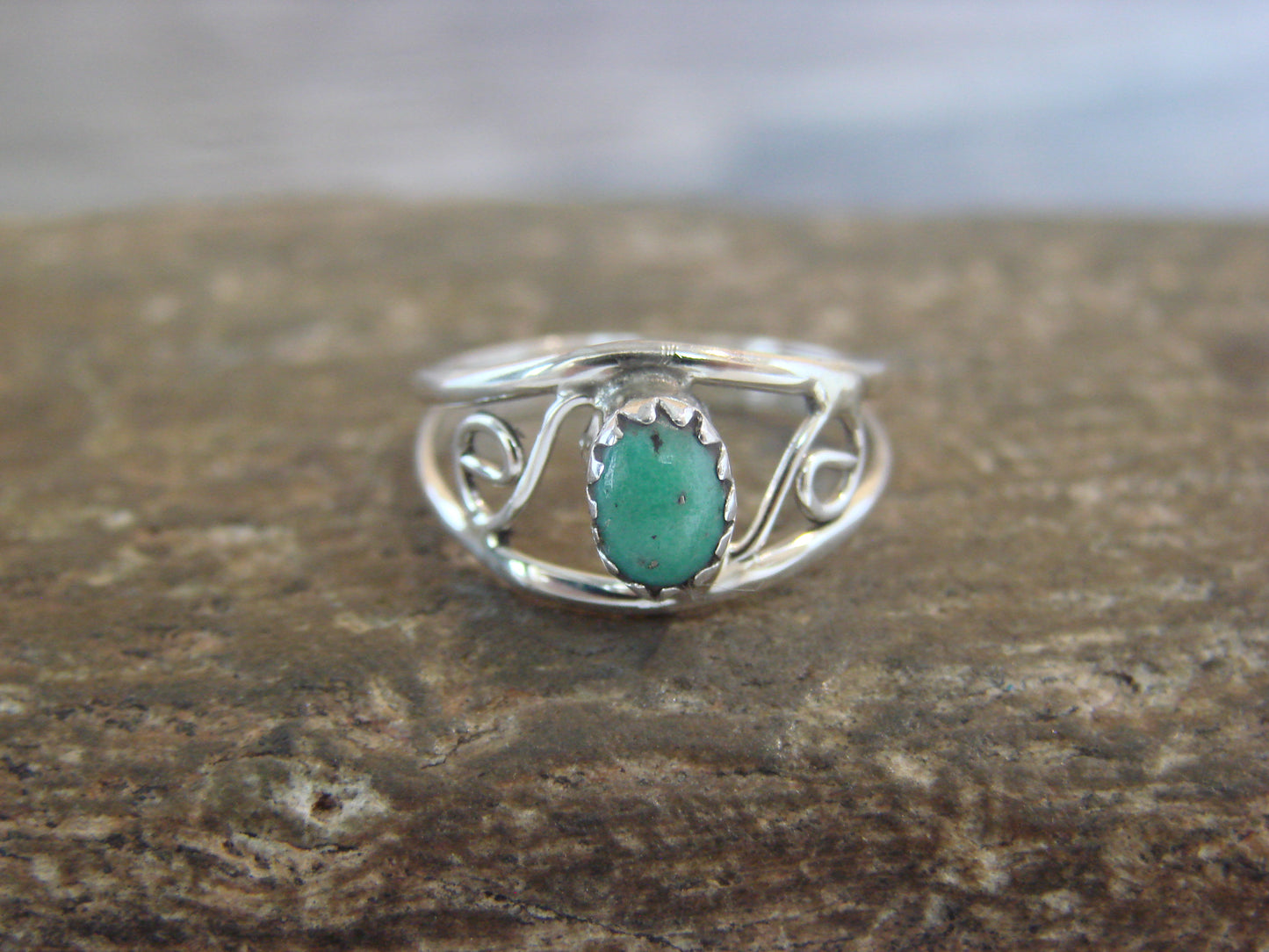 Native American Sterling Silver & Turquoise Ring Size 3.5 by Lincoln