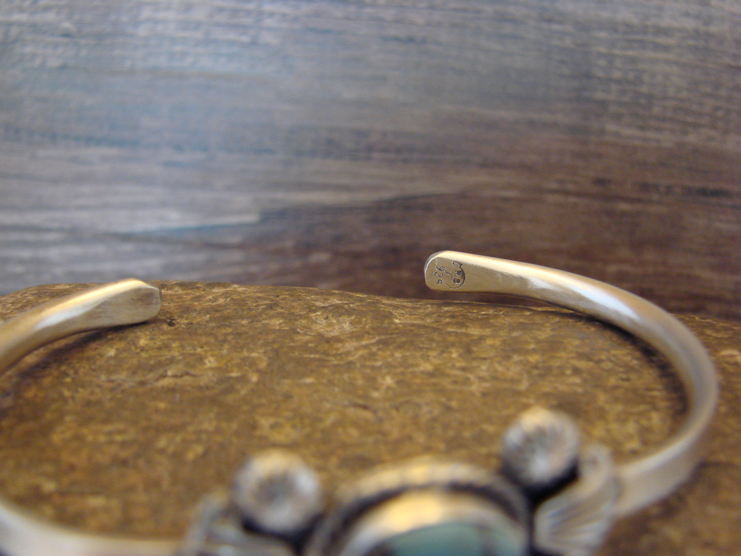 Small Native American Sterling Silver & Sonoran Turquoise Bracelet