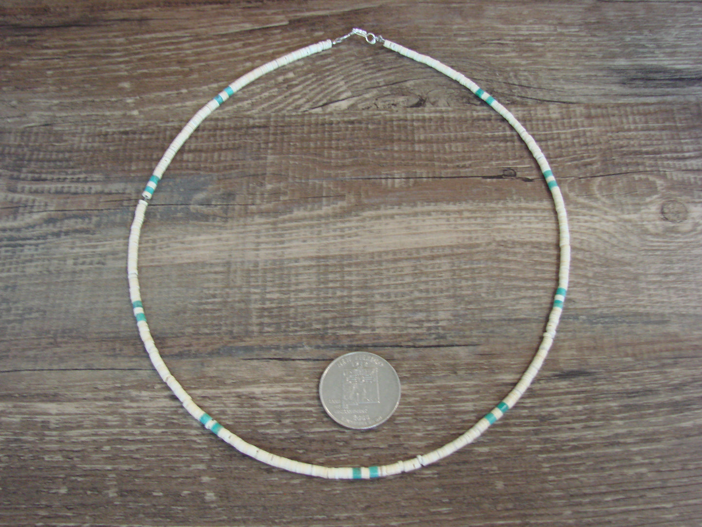 Native American 18" Santo Domingo Tortoise Shell Heishi Necklace - Crespin