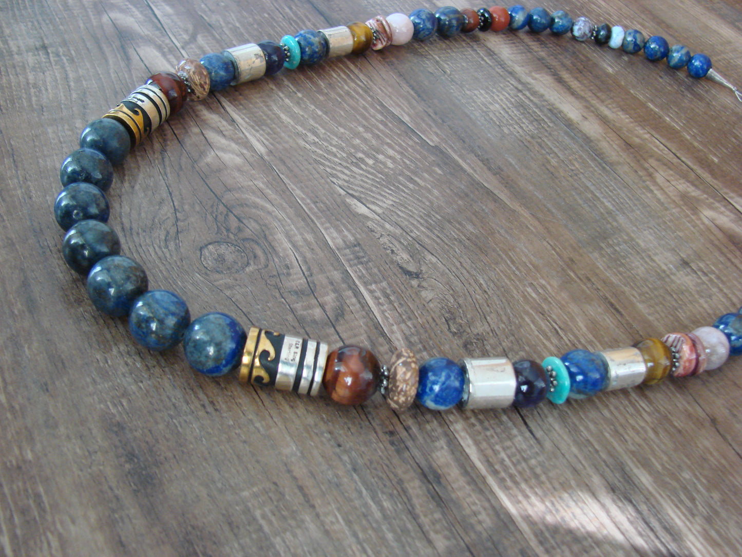 Native American Sterling Silver & Lapis 28" Gemstone Necklace by Singer