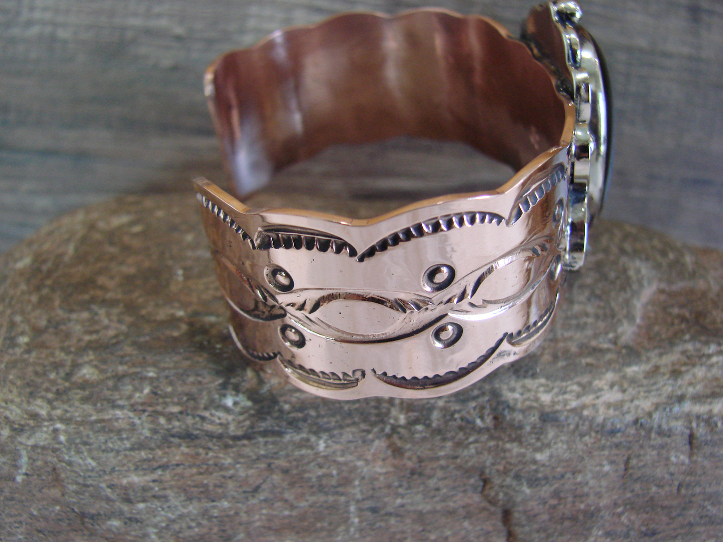 Navajo Indian Copper & Onyx Bracelet by Cleveland