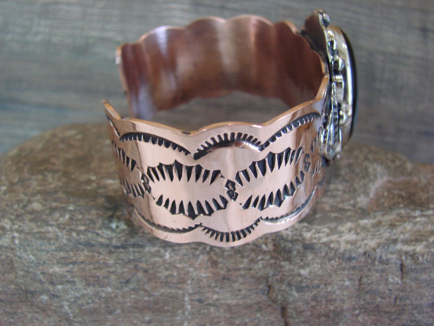 Navajo Indian Copper & Onyx Bracelet by Cleveland