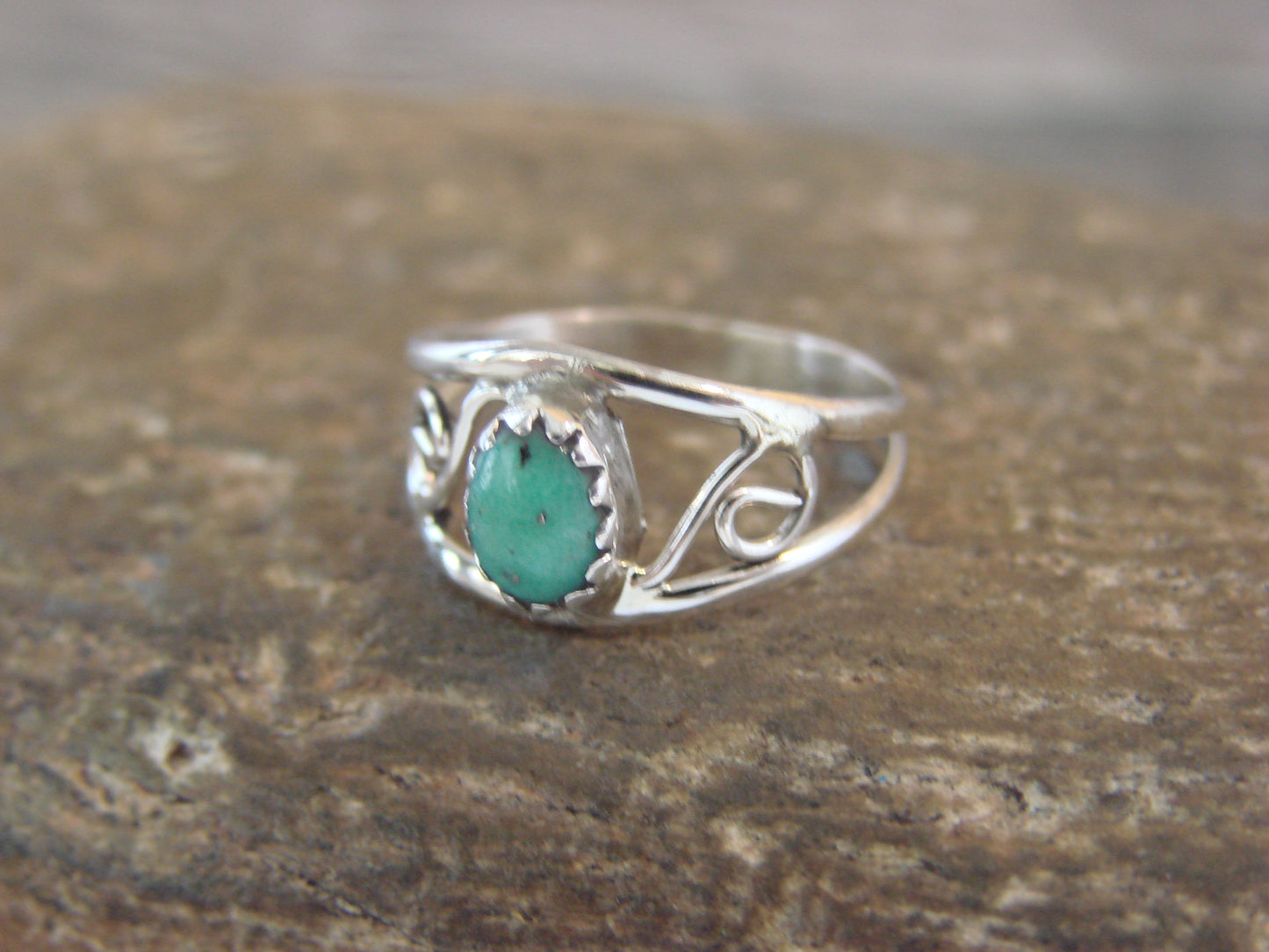 Native American Sterling Silver & Turquoise Ring Size 3.5 by Lincoln