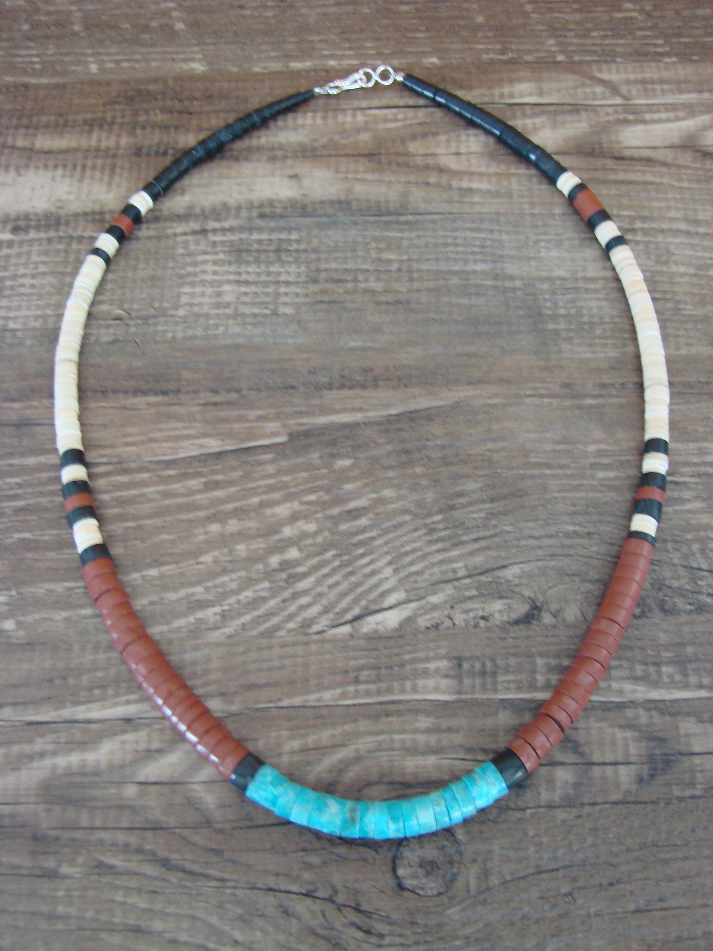 Native American 19" Santo Domingo Multi Stone Heishi Necklace - Crespin