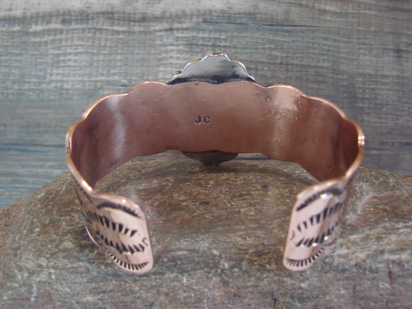 Navajo Indian Copper & Onyx Bracelet by Cleveland