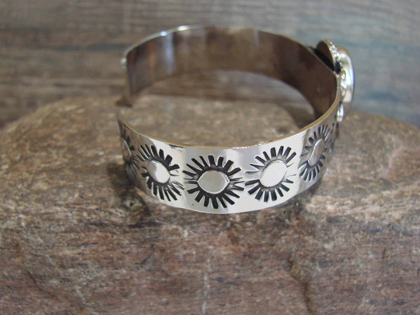 Navajo Indian Nickel Silver & Hematite Bracelet by Cleveland