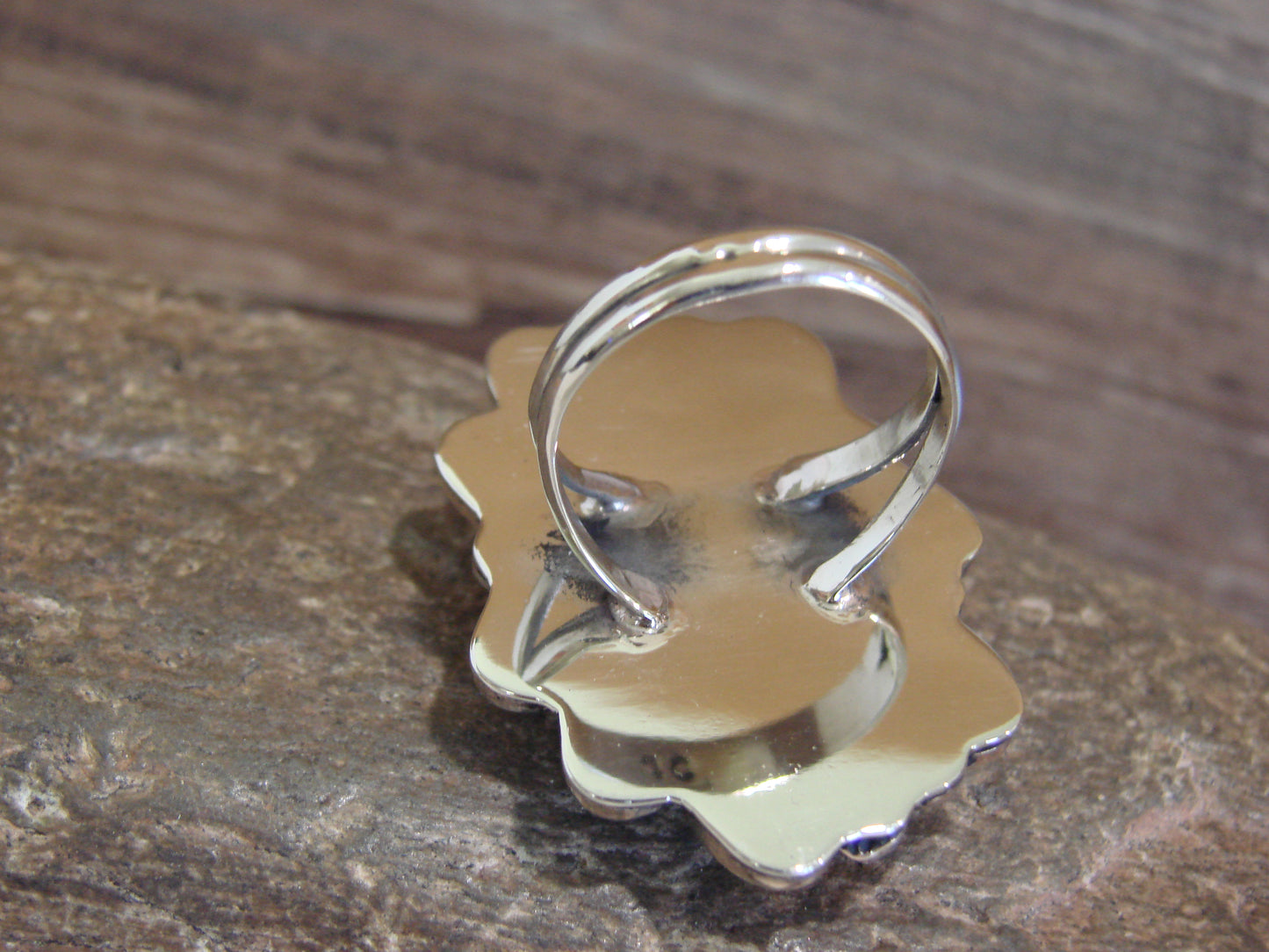 Native American Nickel Silver & Turquoise Ring by Cleveland - Size 11