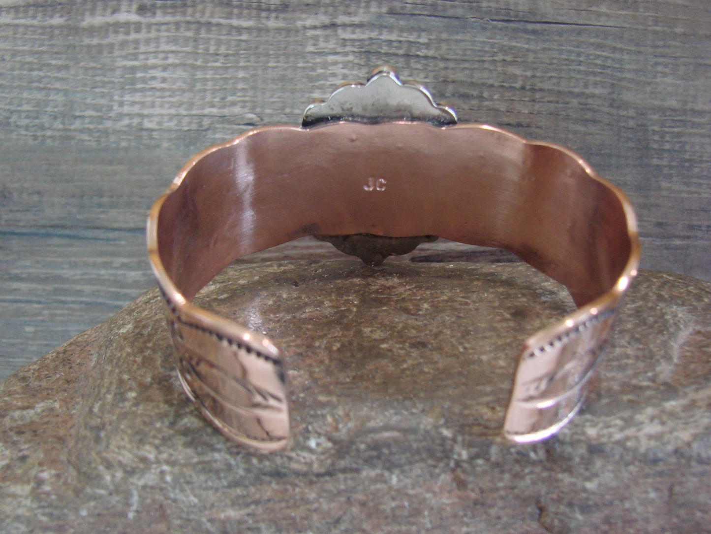 Navajo Indian Copper & Onyx Bracelet by Cleveland