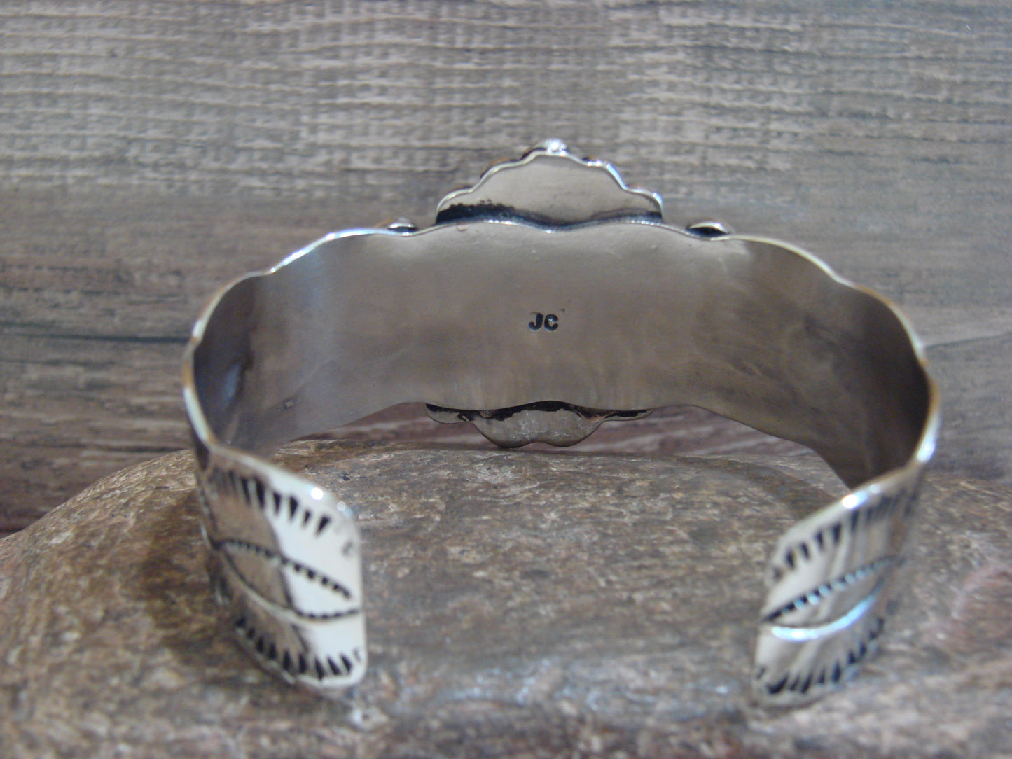 Native American Nickel Silver & Turquoise Bracelet by Cleveland