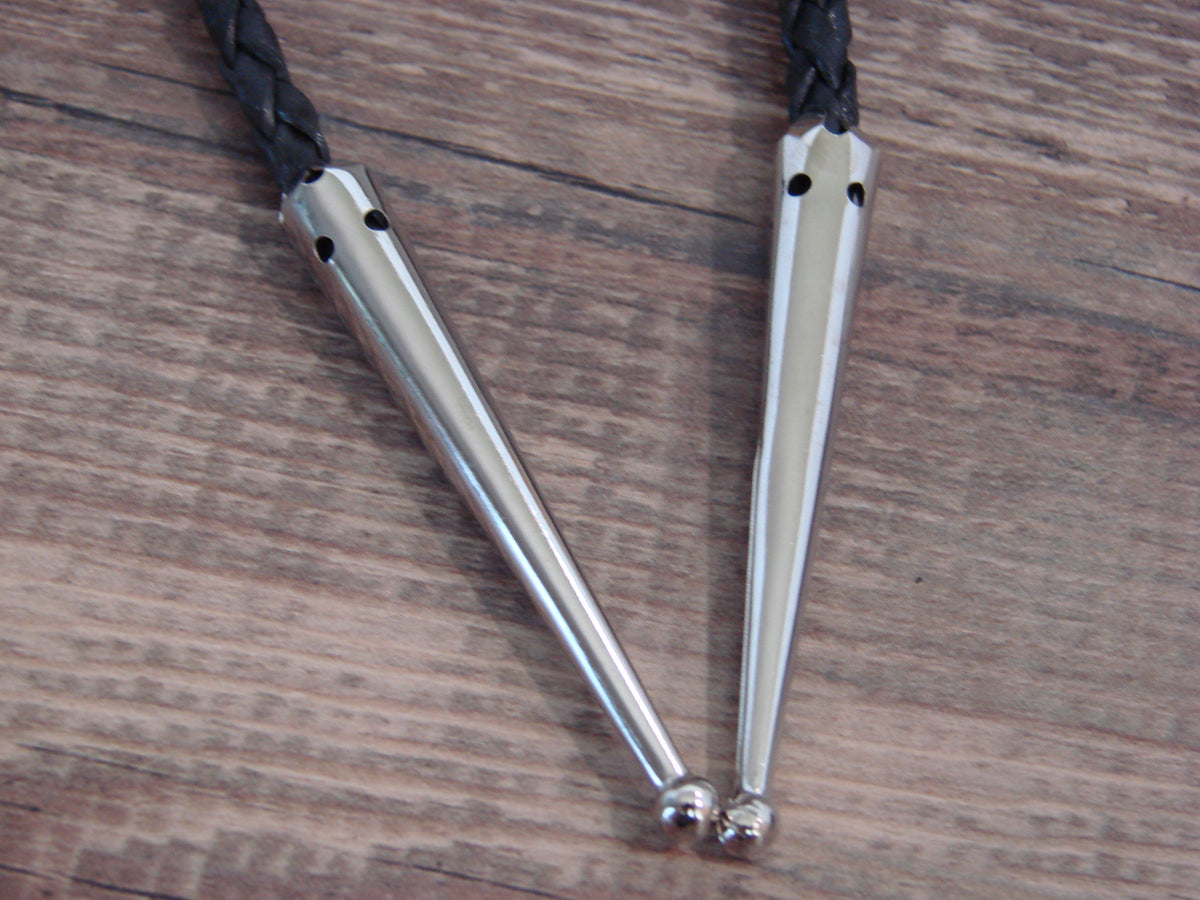 Native American Nickel Silver & Turquoise Bolo Tie - Cleveland