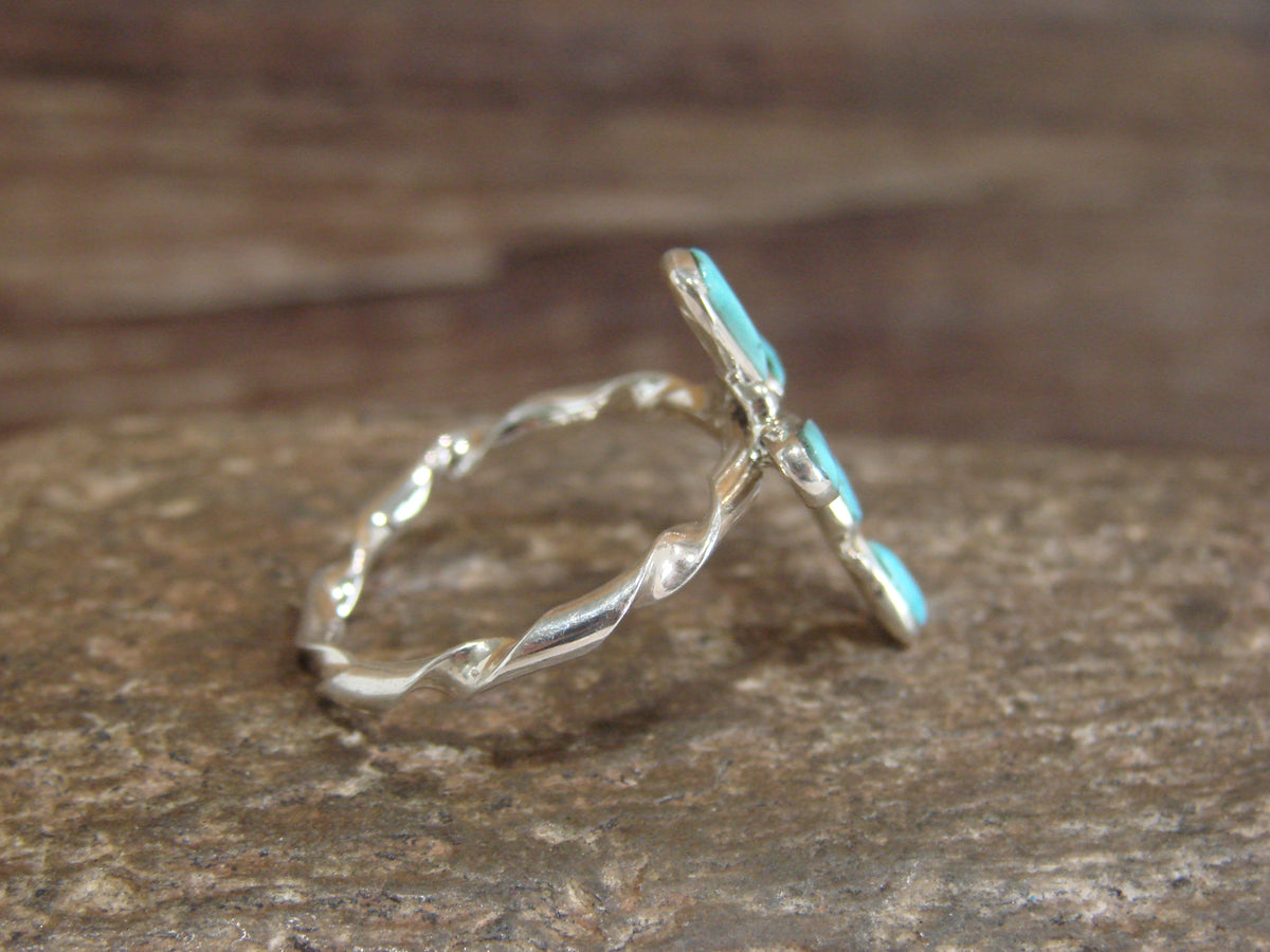 Native American Sterling Silver Turquoise Cross Ring - Size 9 - Vacit