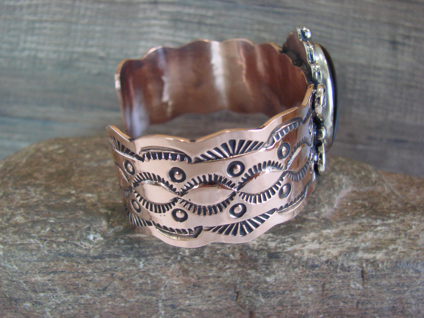 Navajo Indian Copper & Onyx Bracelet by Cleveland