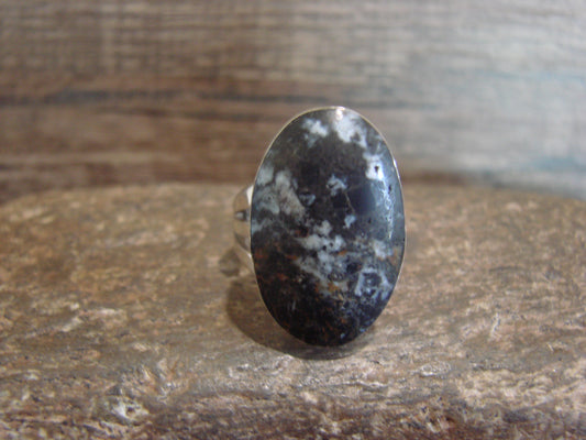 Native American Sterling Silver & White Buffalo Turquoise Ring by Smith - Size 6