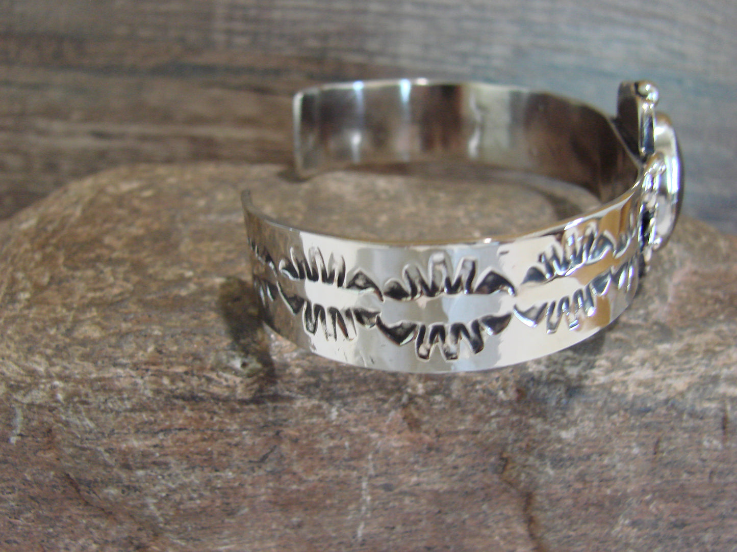 Navajo Indian Nickel Silver & Hematite Bracelet by Cleveland